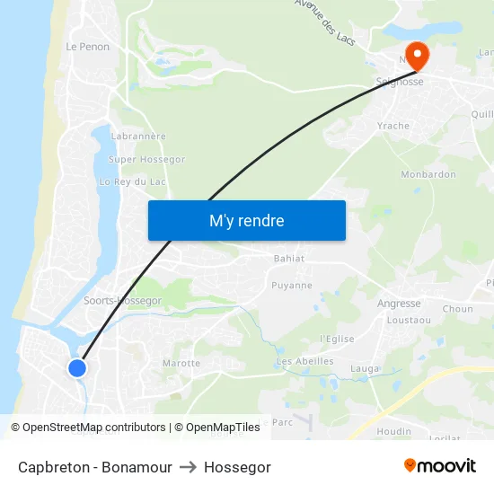 Capbreton - Bonamour to Hossegor map