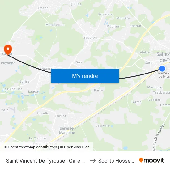 Saint-Vincent-De-Tyrosse - Gare Sncf to Soorts Hossegor map