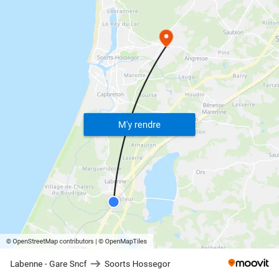 Labenne - Gare Sncf to Soorts Hossegor map