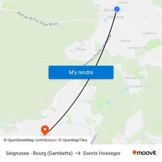 Seignosse - Bourg (Gambetta) to Soorts Hossegor map