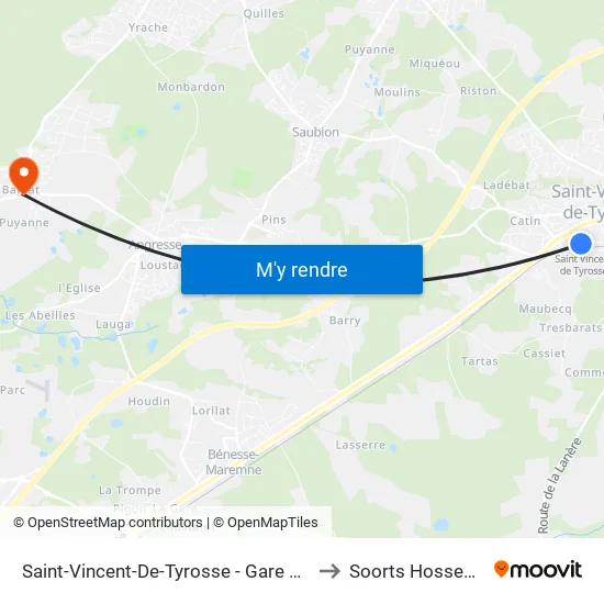Saint-Vincent-De-Tyrosse - Gare Sncf to Soorts Hossegor map