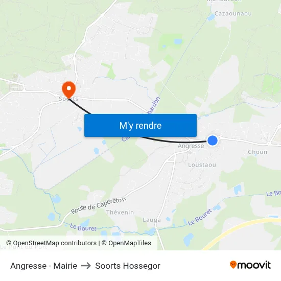 Angresse - Mairie to Soorts Hossegor map