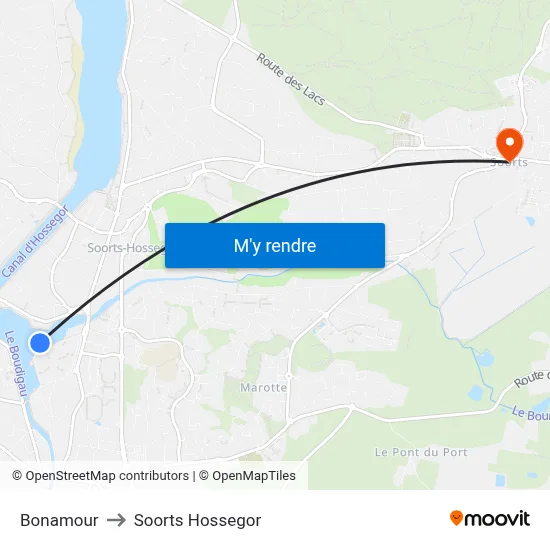 Bonamour to Soorts Hossegor map
