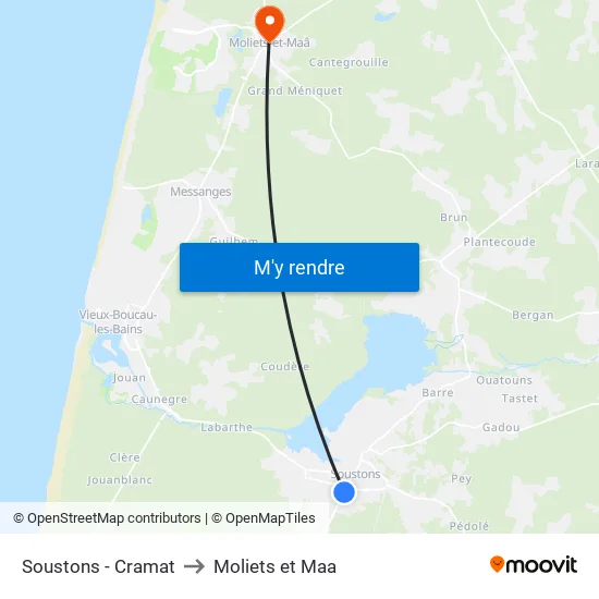 Soustons - Cramat to Moliets et Maa map
