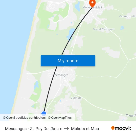 Messanges - Za Pey De L’Ancre to Moliets et Maa map