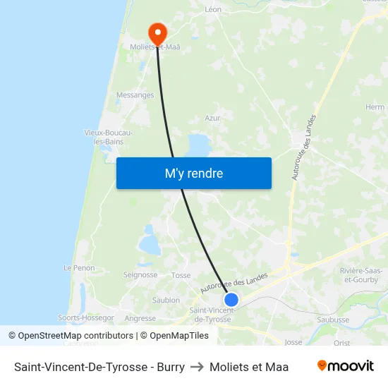 Saint-Vincent-De-Tyrosse - Burry to Moliets et Maa map