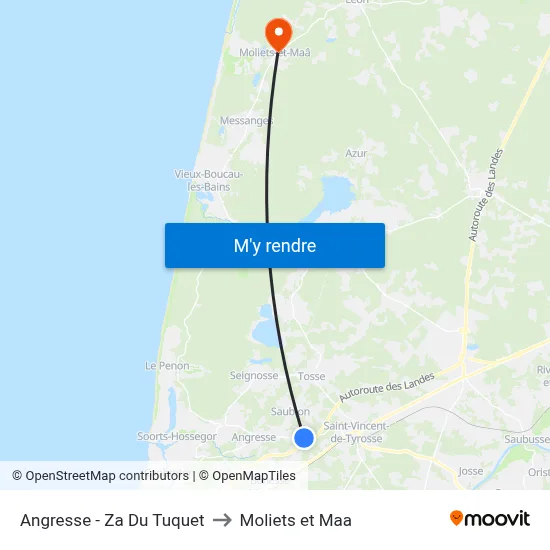 Angresse - Za Du Tuquet to Moliets et Maa map