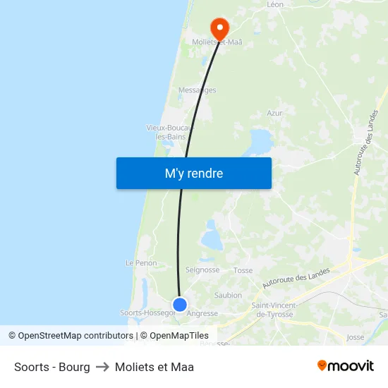 Soorts - Bourg to Moliets et Maa map