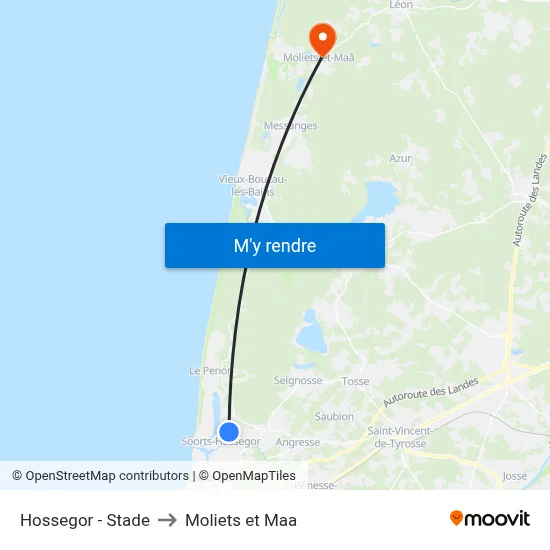 Hossegor - Stade to Moliets et Maa map
