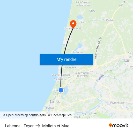 Labenne - Foyer to Moliets et Maa map