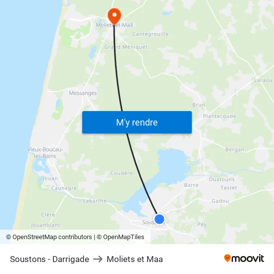 Soustons - Darrigade to Moliets et Maa map
