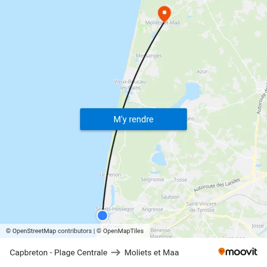 Capbreton - Plage Centrale to Moliets et Maa map