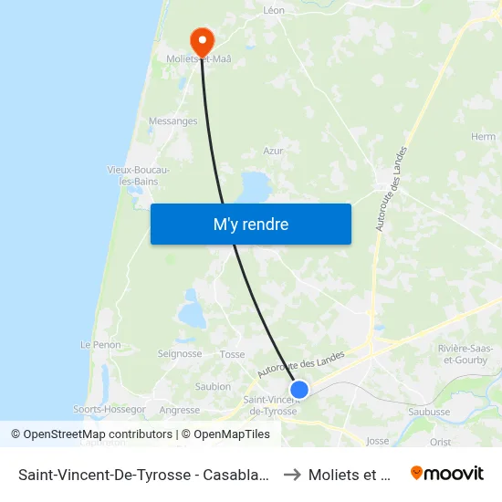 Saint-Vincent-De-Tyrosse - Casablanca 2 to Moliets et Maa map
