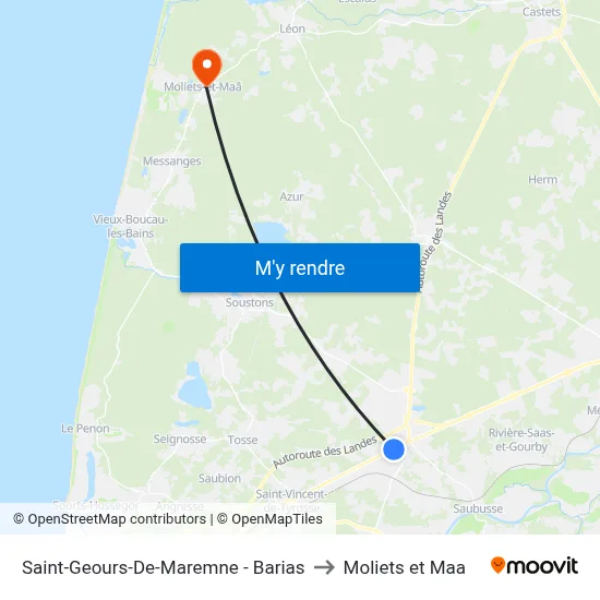 Saint-Geours-De-Maremne - Barias to Moliets et Maa map