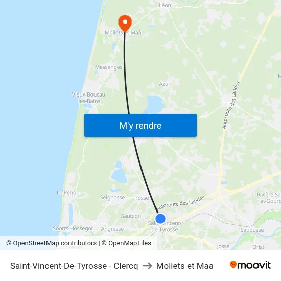 Saint-Vincent-De-Tyrosse - Clercq to Moliets et Maa map