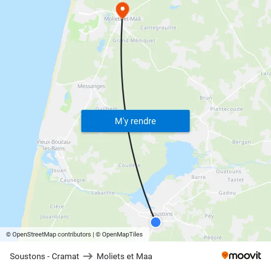 Soustons - Cramat to Moliets et Maa map