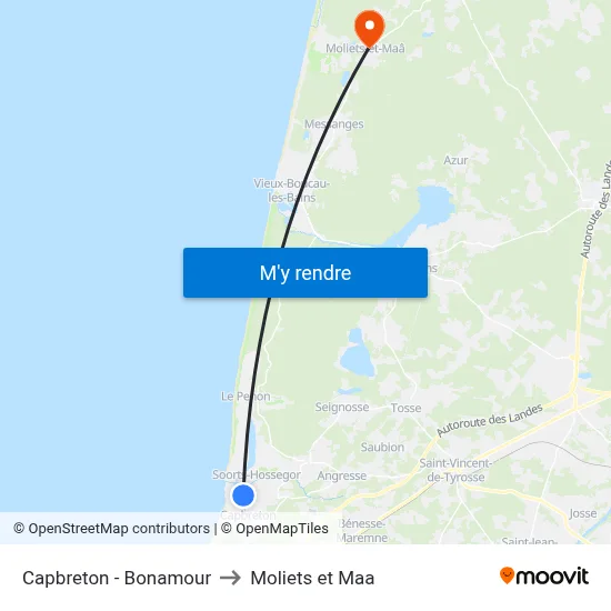 Capbreton - Bonamour to Moliets et Maa map
