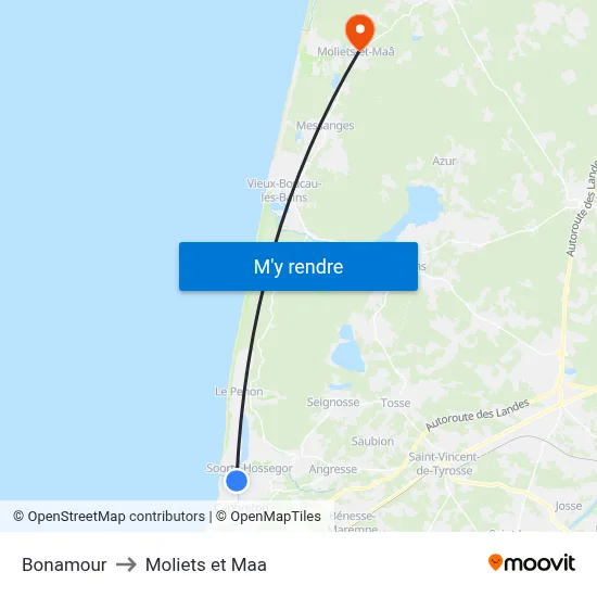 Bonamour to Moliets et Maa map