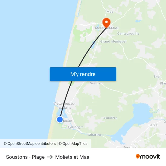 Soustons - Plage to Moliets et Maa map