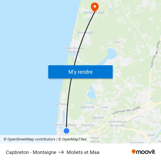 Capbreton - Montaigne to Moliets et Maa map