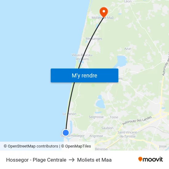 Hossegor - Plage Centrale to Moliets et Maa map