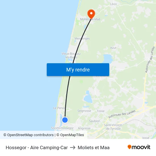 Hossegor - Aire Camping-Car to Moliets et Maa map