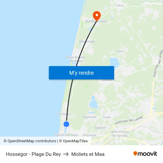 Hossegor - Plage Du Rey to Moliets et Maa map