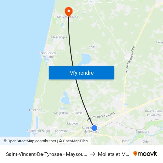 Saint-Vincent-De-Tyrosse - Maysouot to Moliets et Maa map