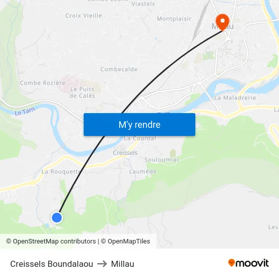Creissels Boundalaou to Millau map