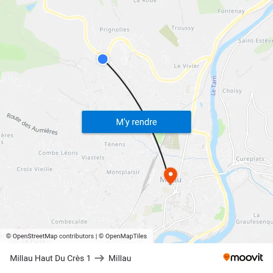 Millau Haut Du Crès 1 to Millau map