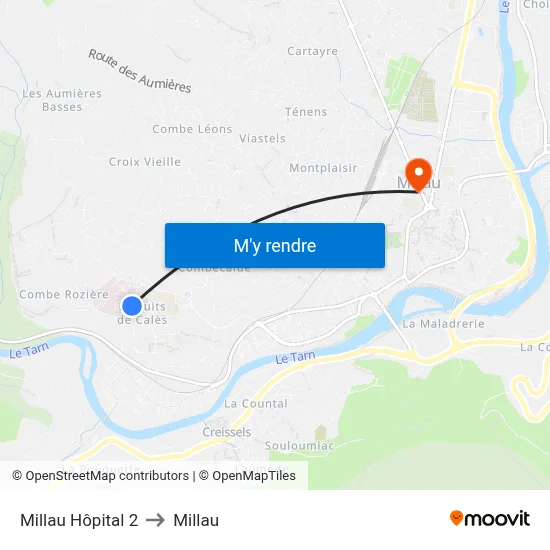 Millau Hôpital 2 to Millau map