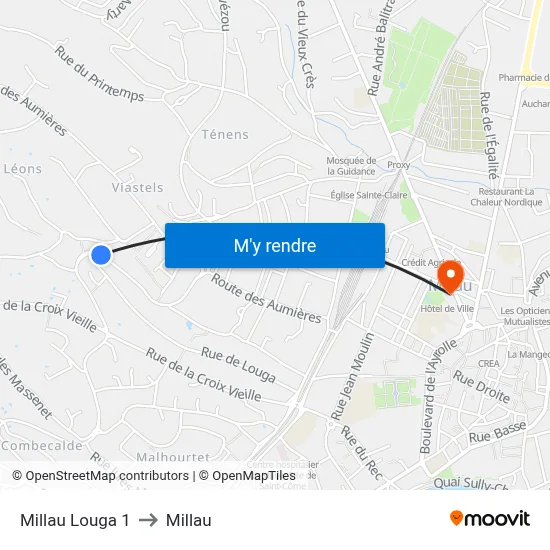Millau Louga 1 to Millau map