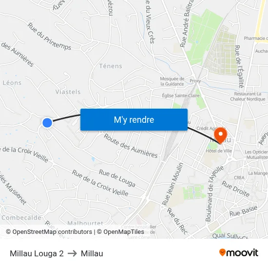 Millau Louga 2 to Millau map