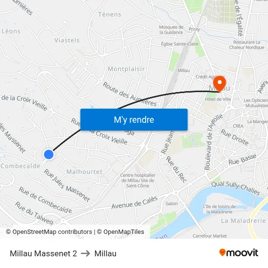 Millau Massenet 2 to Millau map