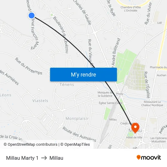Millau Marty 1 to Millau map