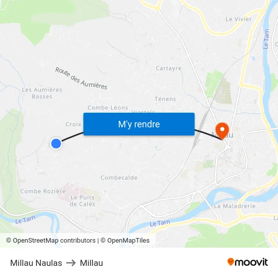 Millau Naulas to Millau map