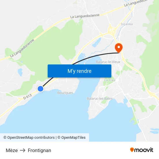 Mèze to Frontignan map
