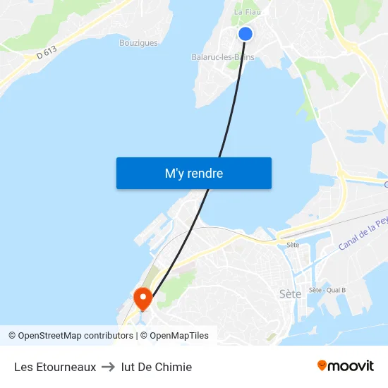 Les Etourneaux to Iut De Chimie map