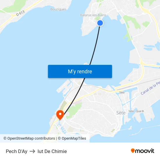 Pech D'Ay to Iut De Chimie map