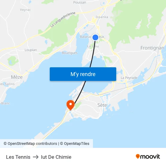 Les Tennis to Iut De Chimie map