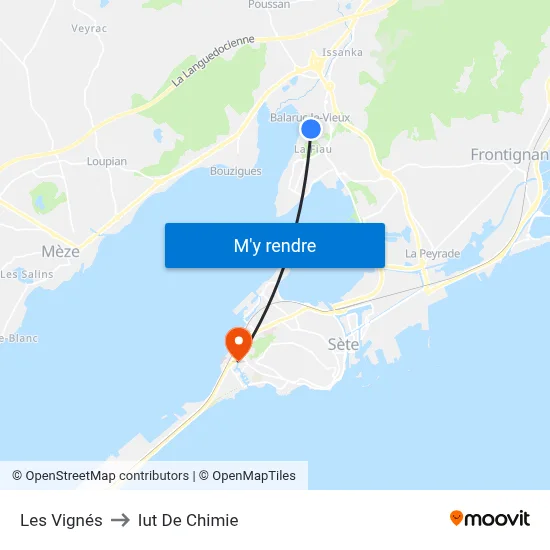 Les Vignés to Iut De Chimie map