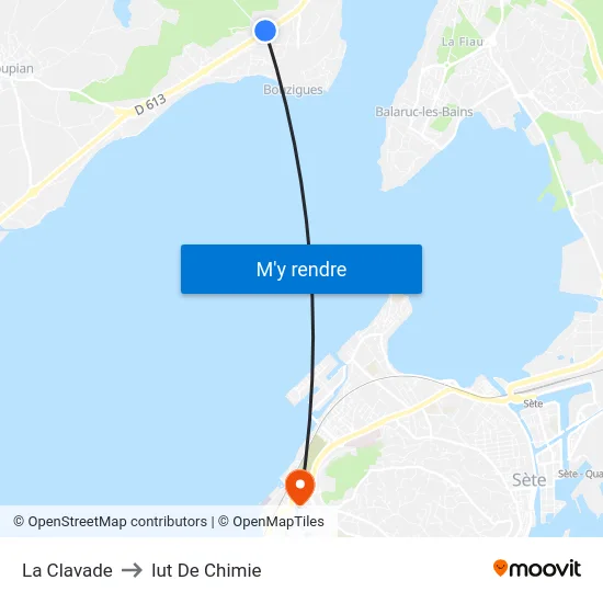 La Clavade to Iut De Chimie map