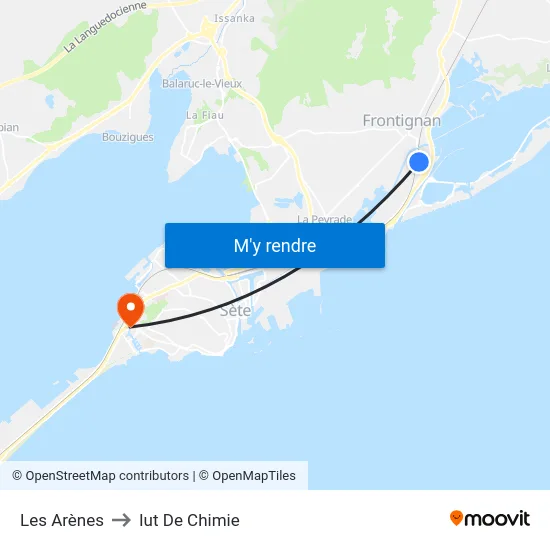 Les Arènes to Iut De Chimie map