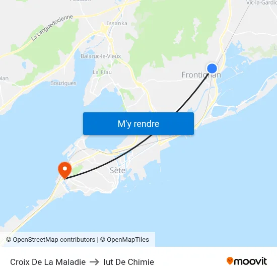 Croix De La Maladie to Iut De Chimie map