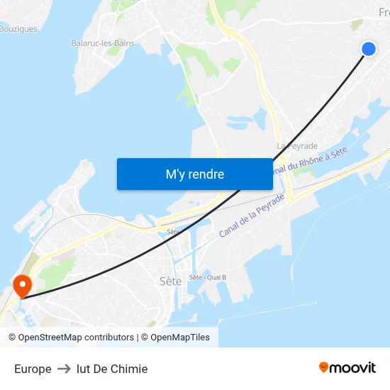 Europe to Iut De Chimie map