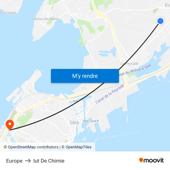 Europe to Iut De Chimie map