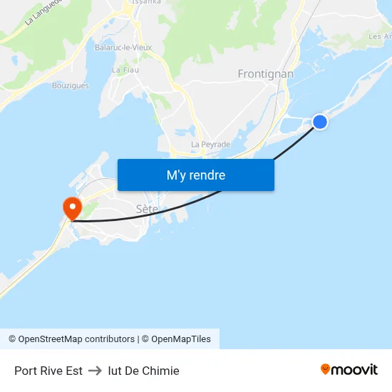 Port Rive Est to Iut De Chimie map