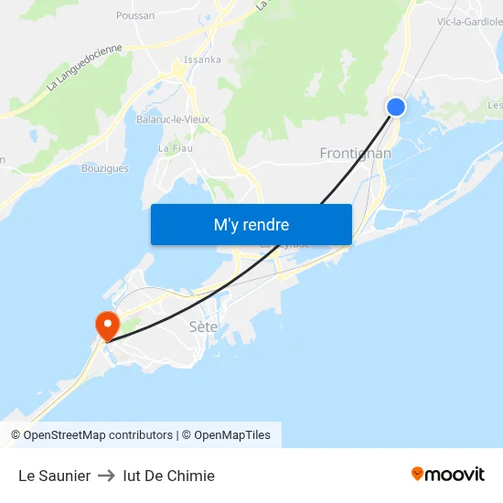 Le Saunier to Iut De Chimie map