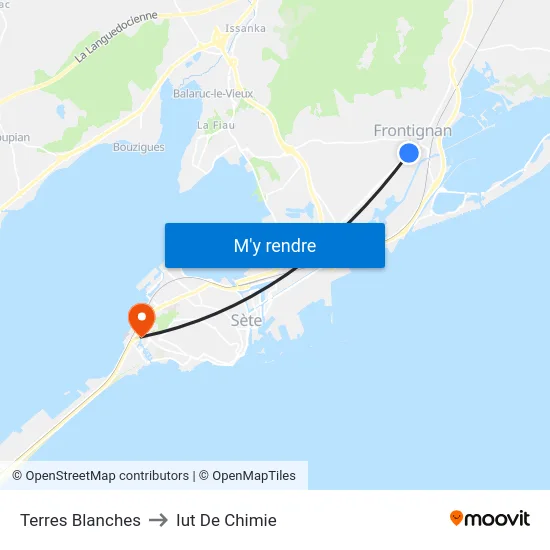 Terres Blanches to Iut De Chimie map