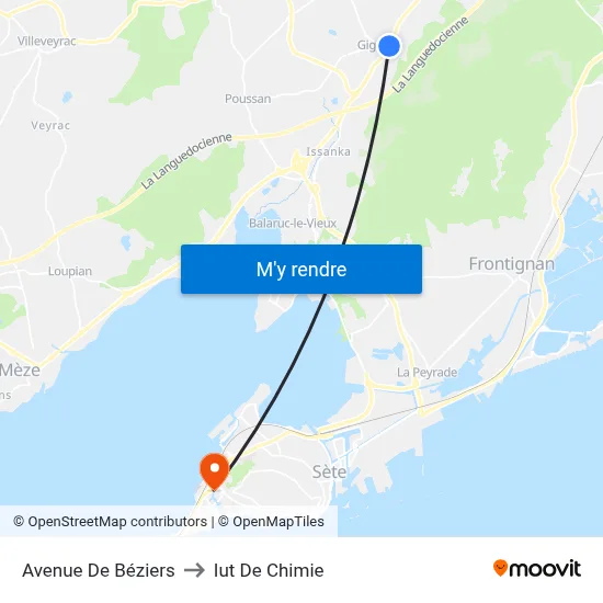 Avenue De Béziers to Iut De Chimie map